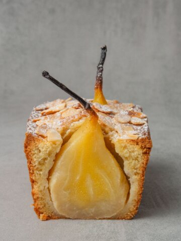 Poached pear pound cake