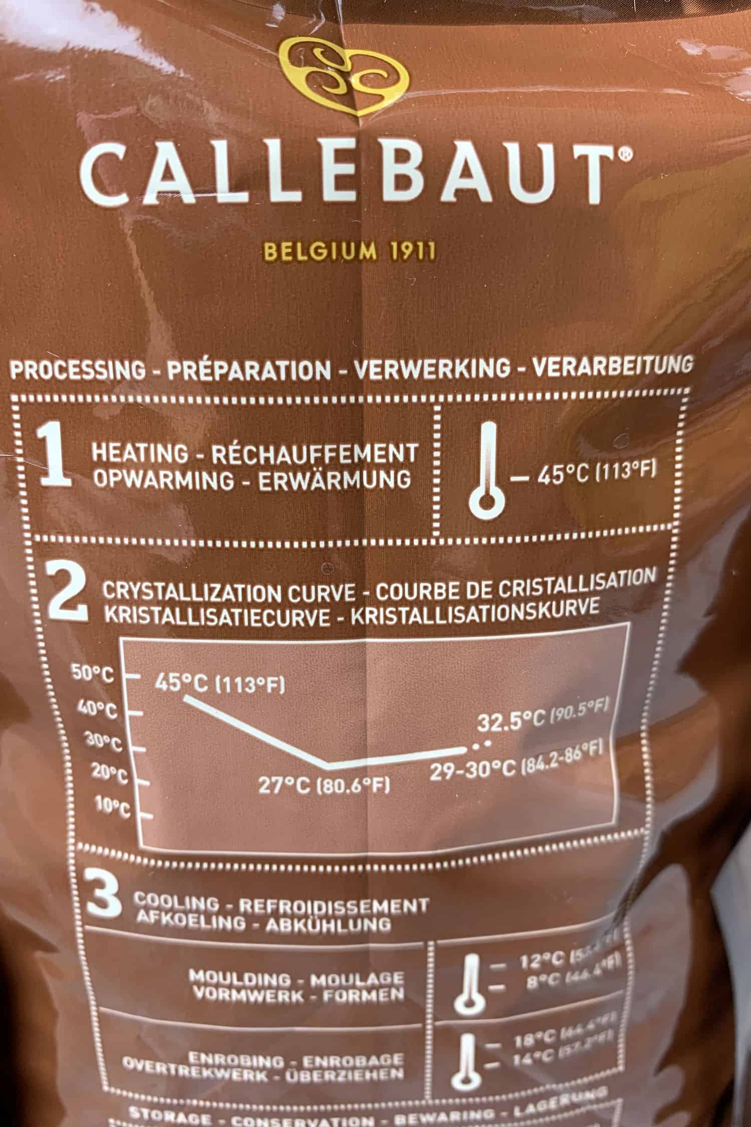 Callebaut chocolate instructions.