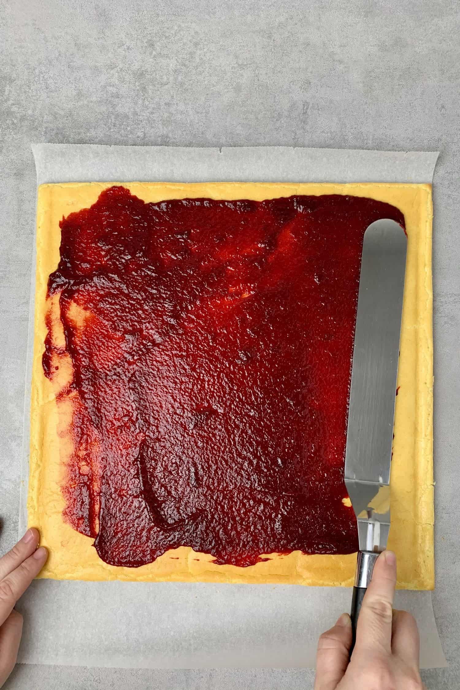 Applying  the raspberry layer.