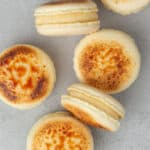 6 pcs of Crème brûlée macarons.