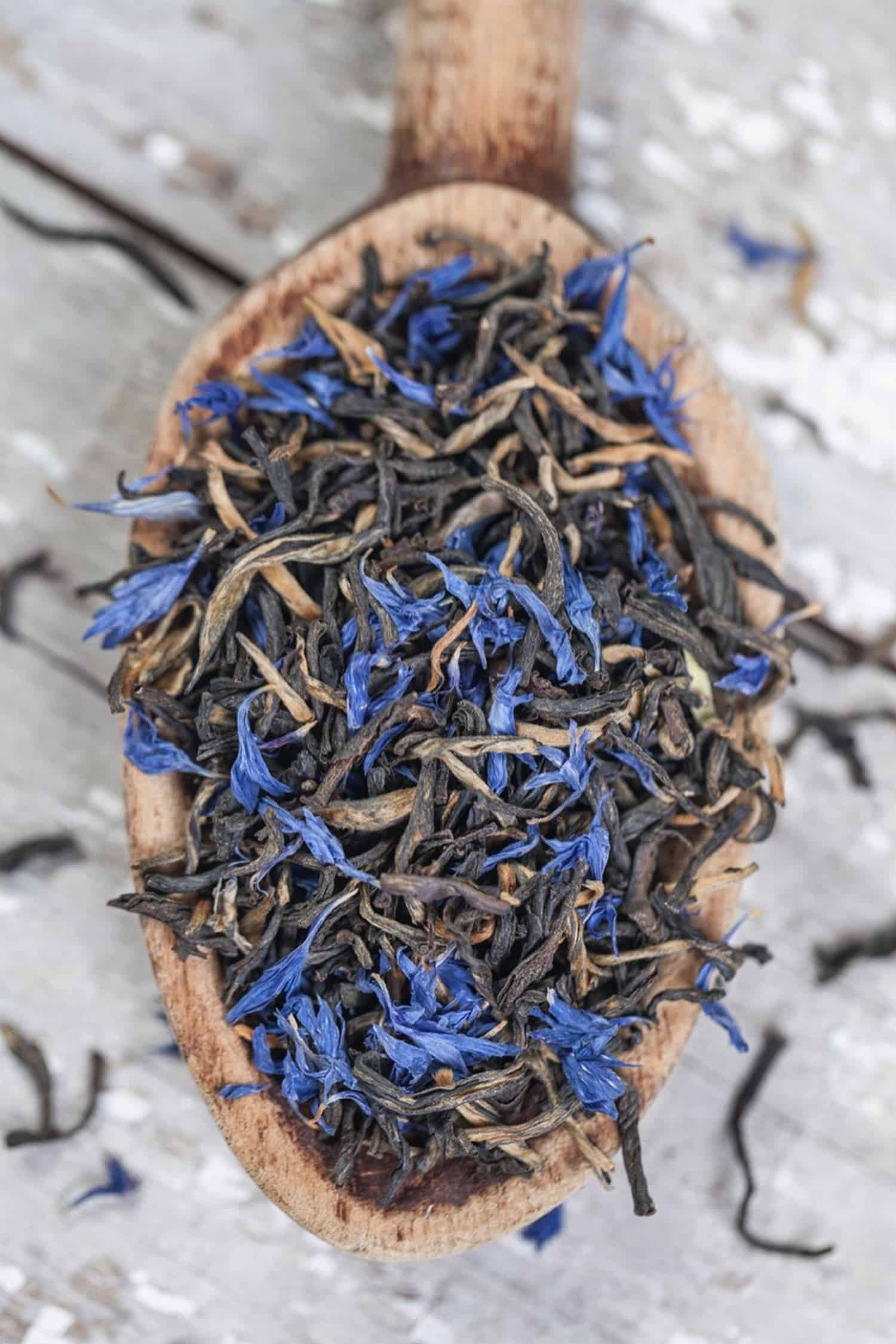 dried Earl Grey tea leaves.