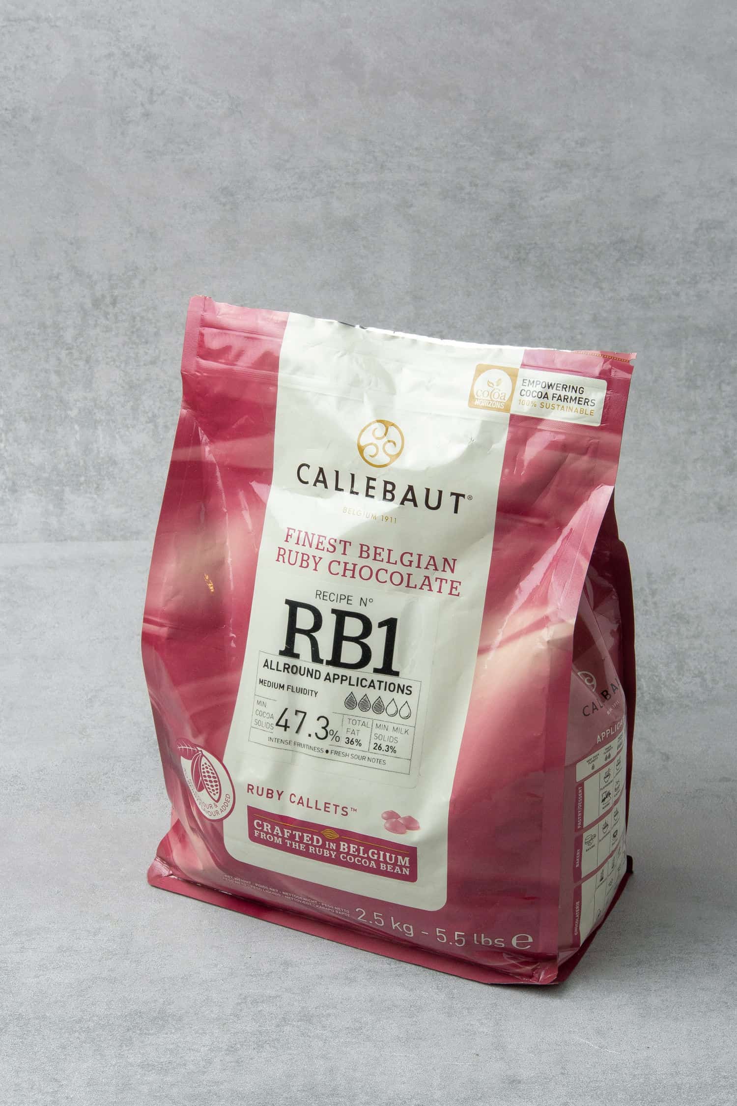 Callebaut ruby chocolate.