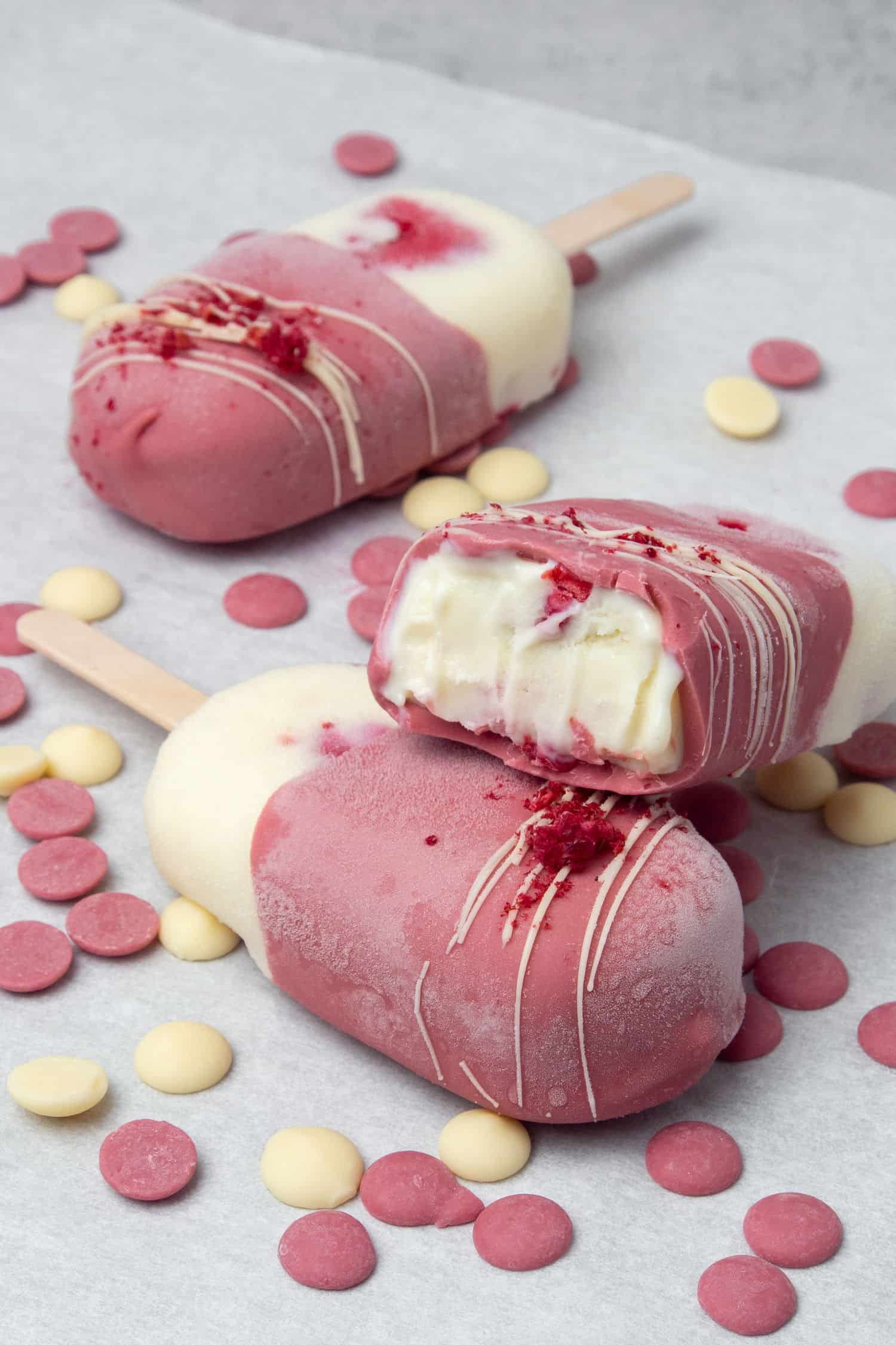 Pink Chocolate Bark Candy and Strawberry Ice Cream - Crafts a la mode