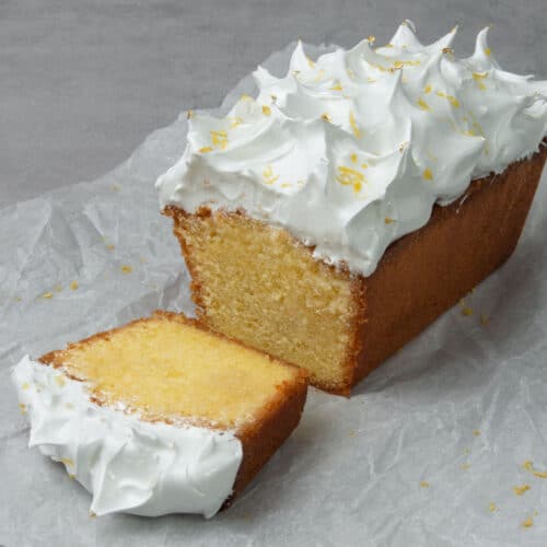 Lemon meringue loaf cake.