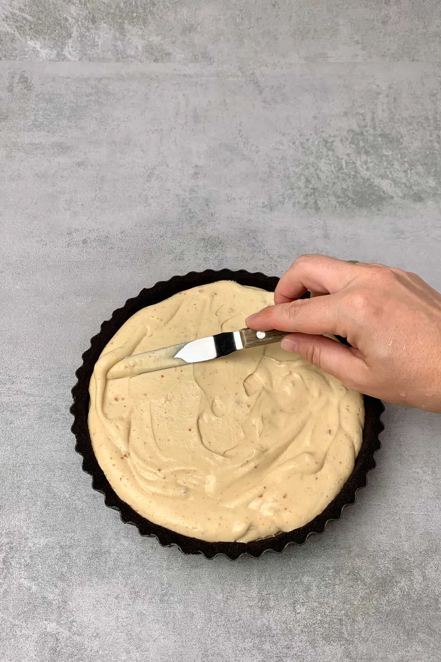 No bake peanut butter pie process