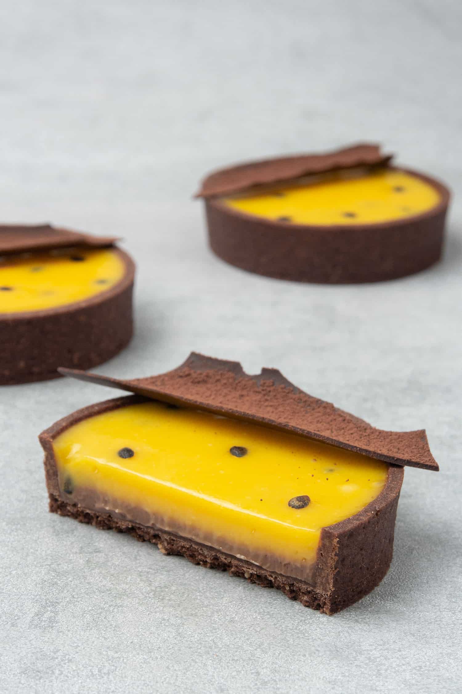 Chocolate & Passion fruit tart.