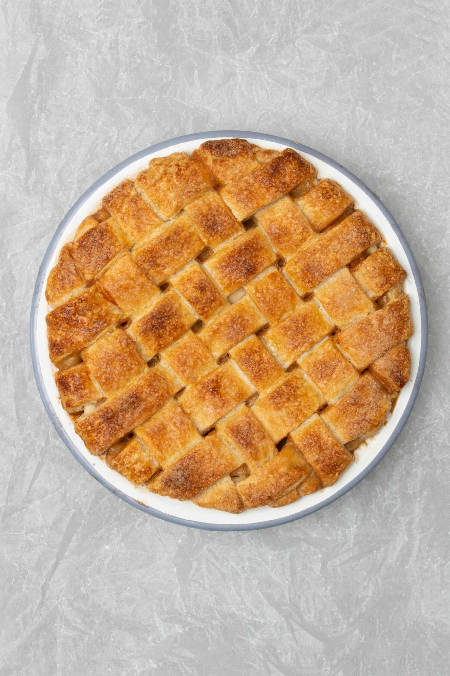 Baileys Apple Pie on a white baking paper