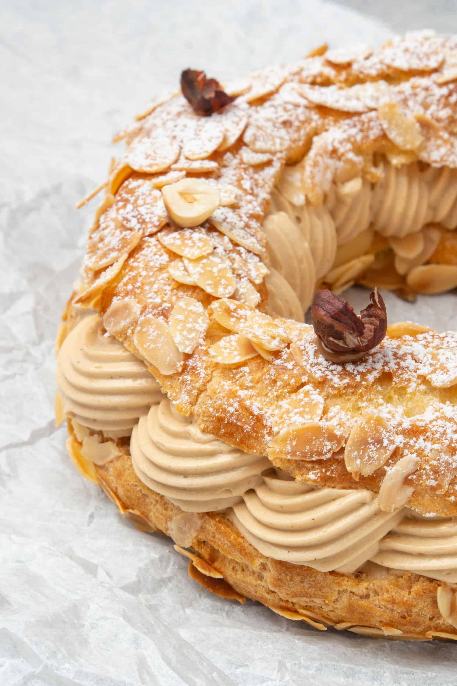 Paris-Brest nutty Creme Mousseline filling.