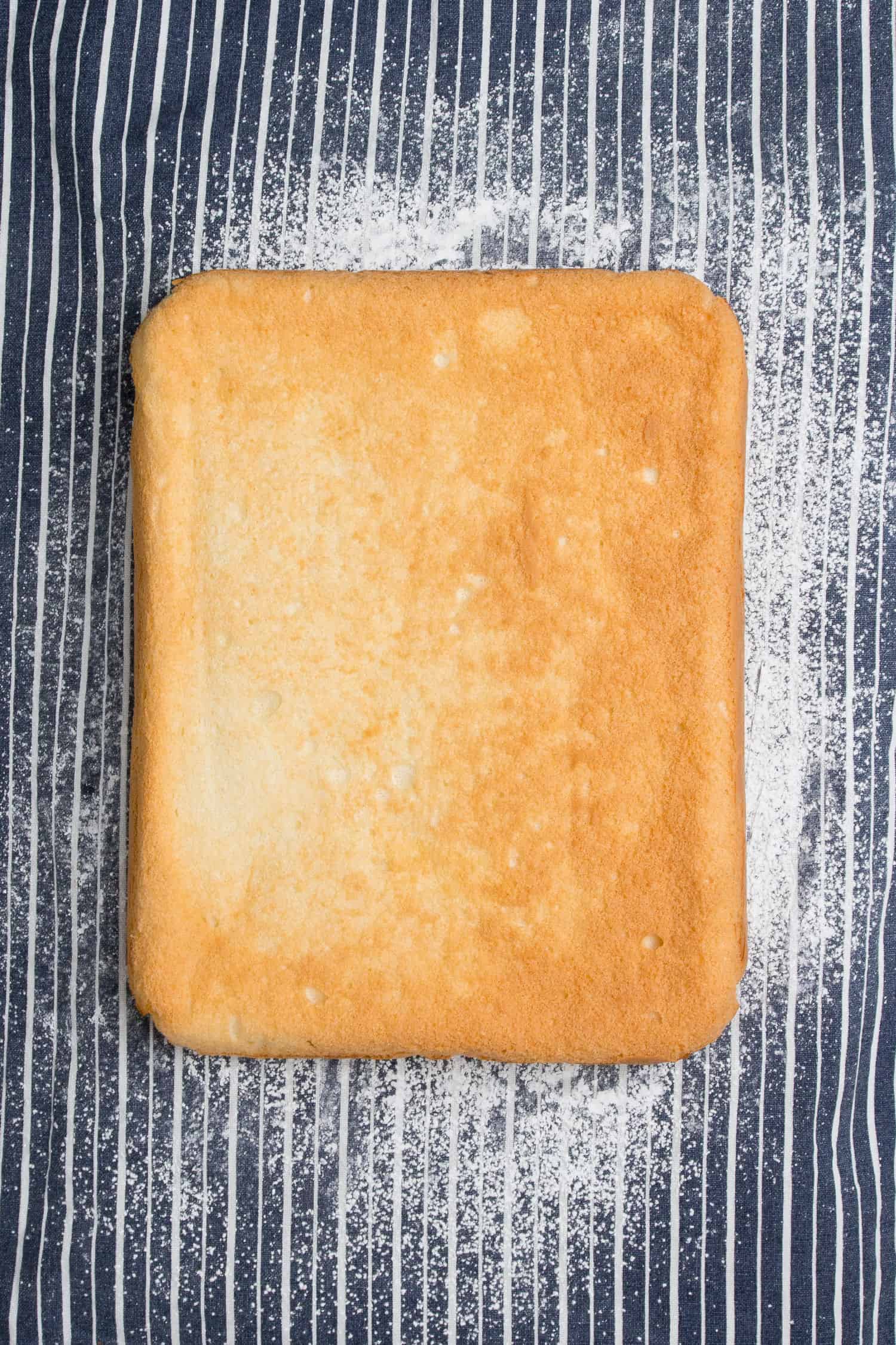 Baked Tiramisu cake roll process.