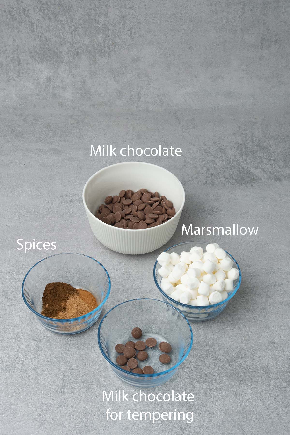 Chocolate bomb ingredients.