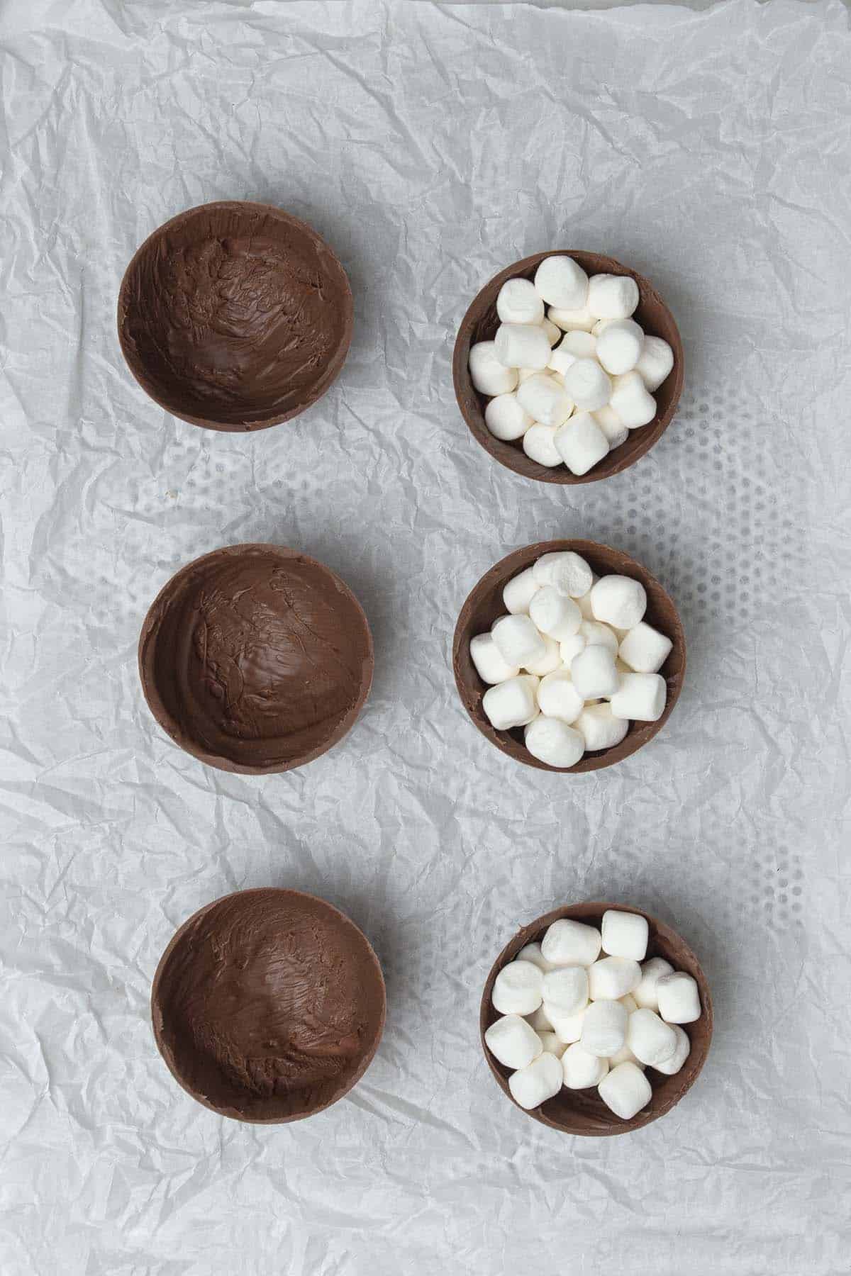 Fill chocolate shell with marshmallow and spices