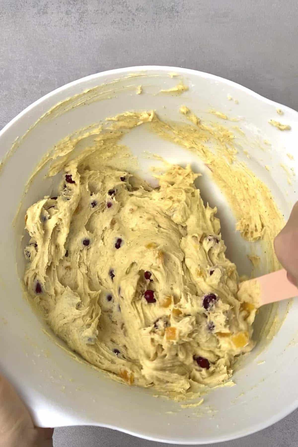Mixing the ingredients in a bowl with a spatula