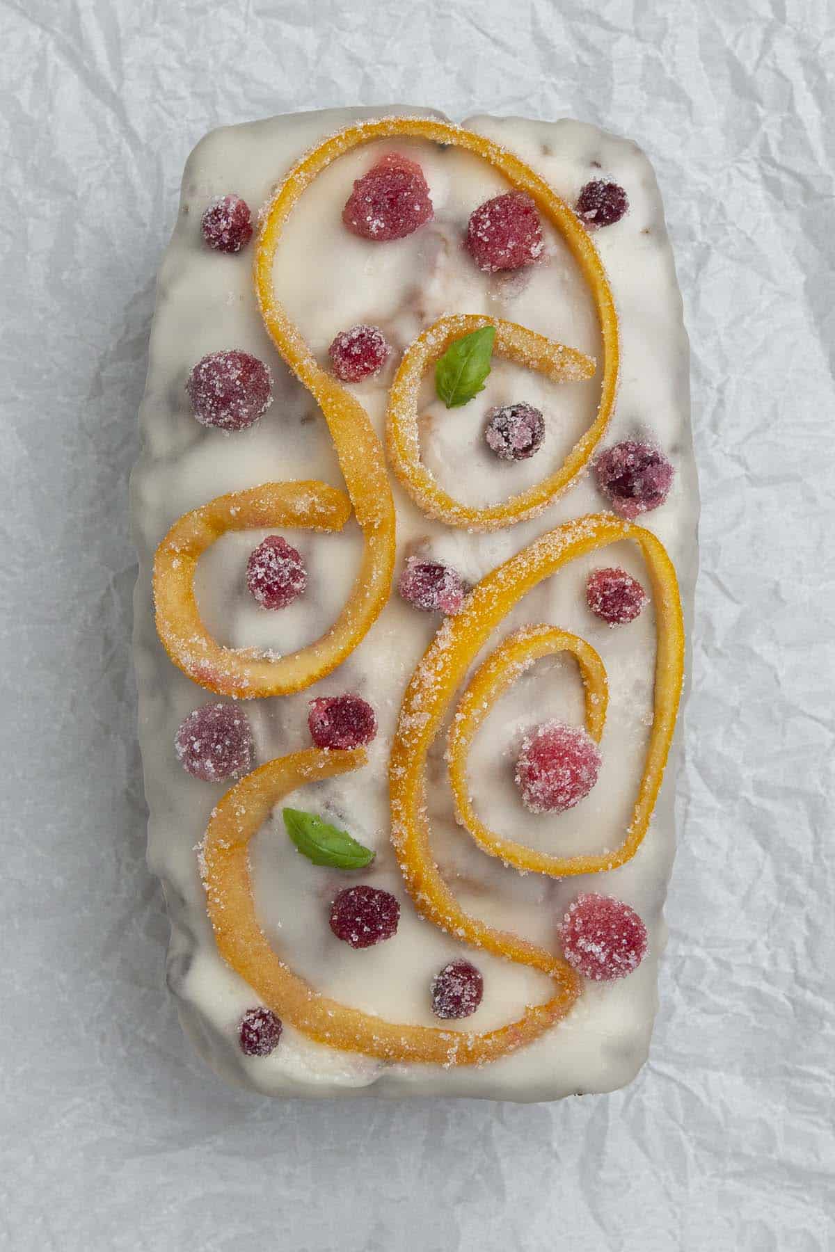 Top view of the decorated bread