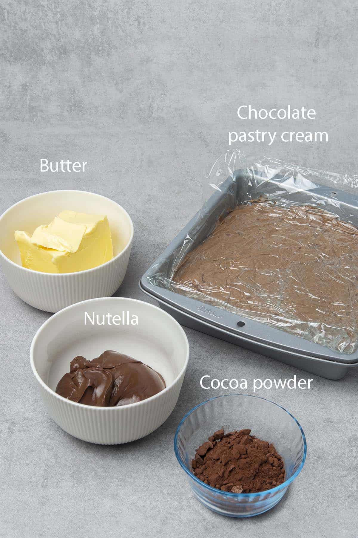 Nutella frosting ingredients.