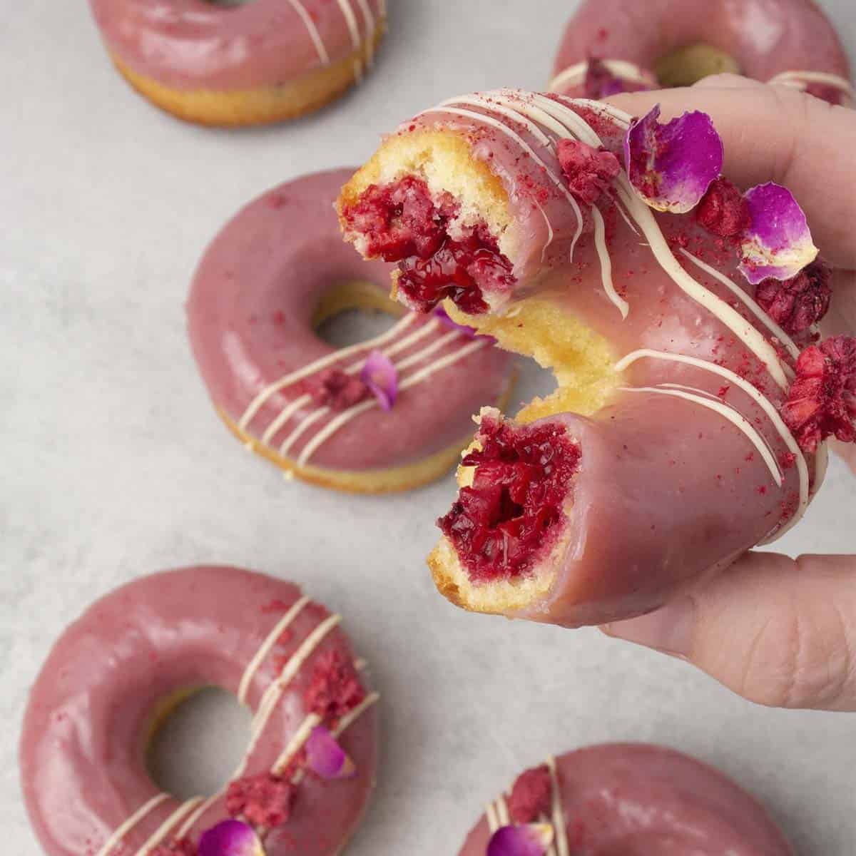 Baked raspberry donut.