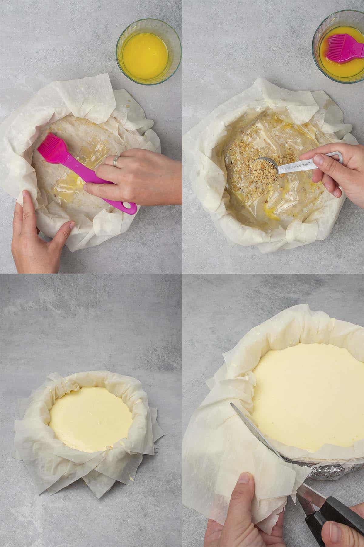 Baklava cheesecake process