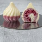 Raspberry ruby chocolate bonbon.