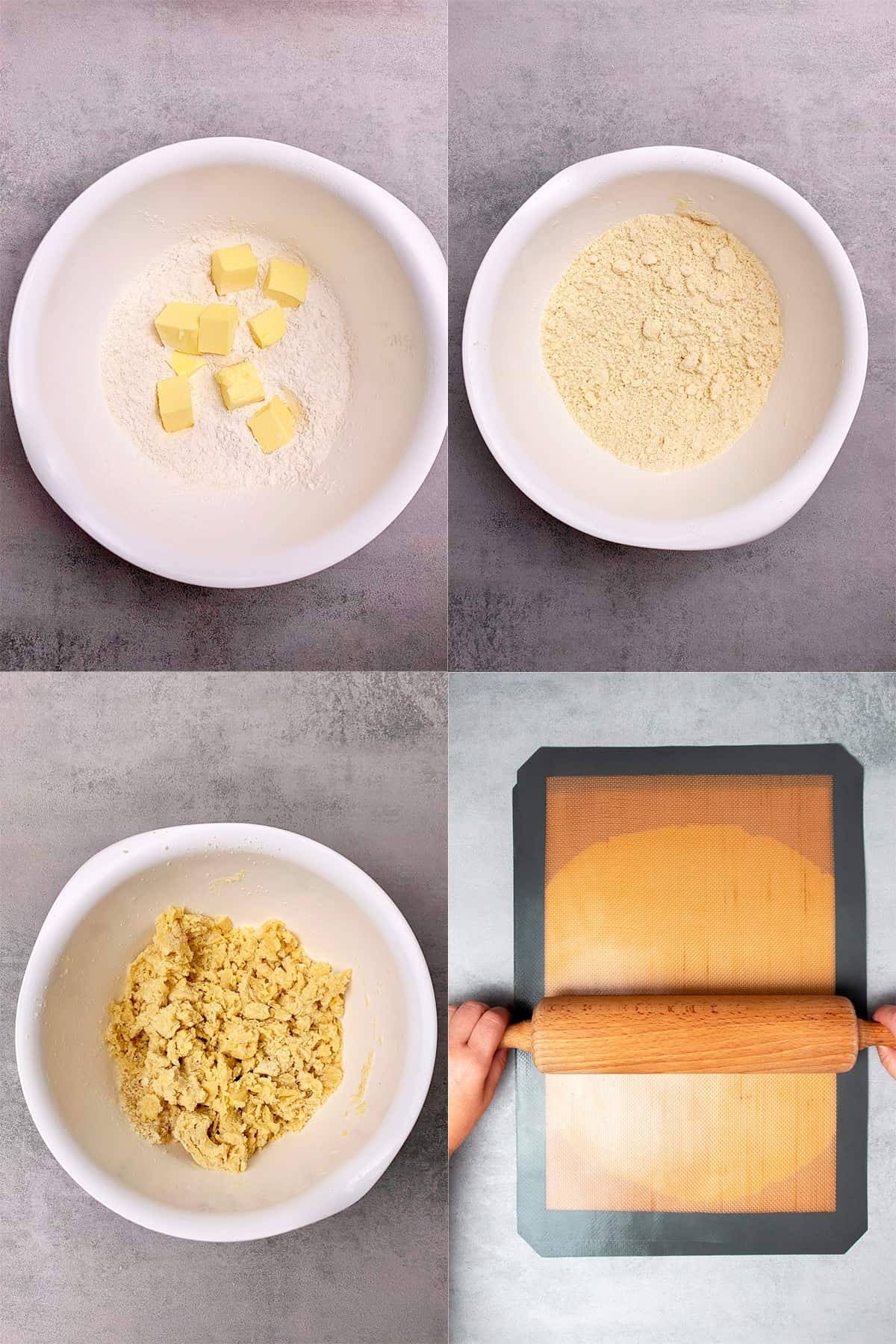 Stages of making the pie crust.