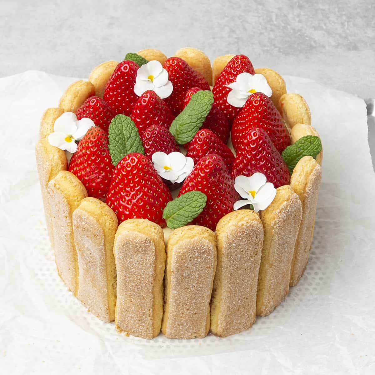 Strawberry charlotte cake.