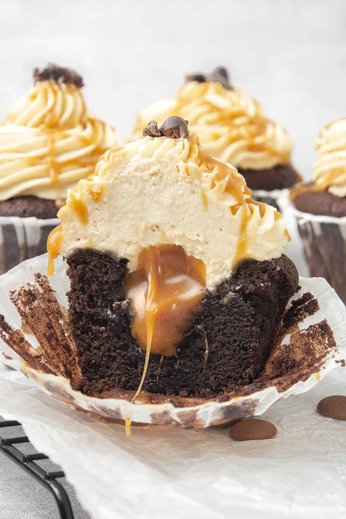 Chocolate caramel cupcakes.