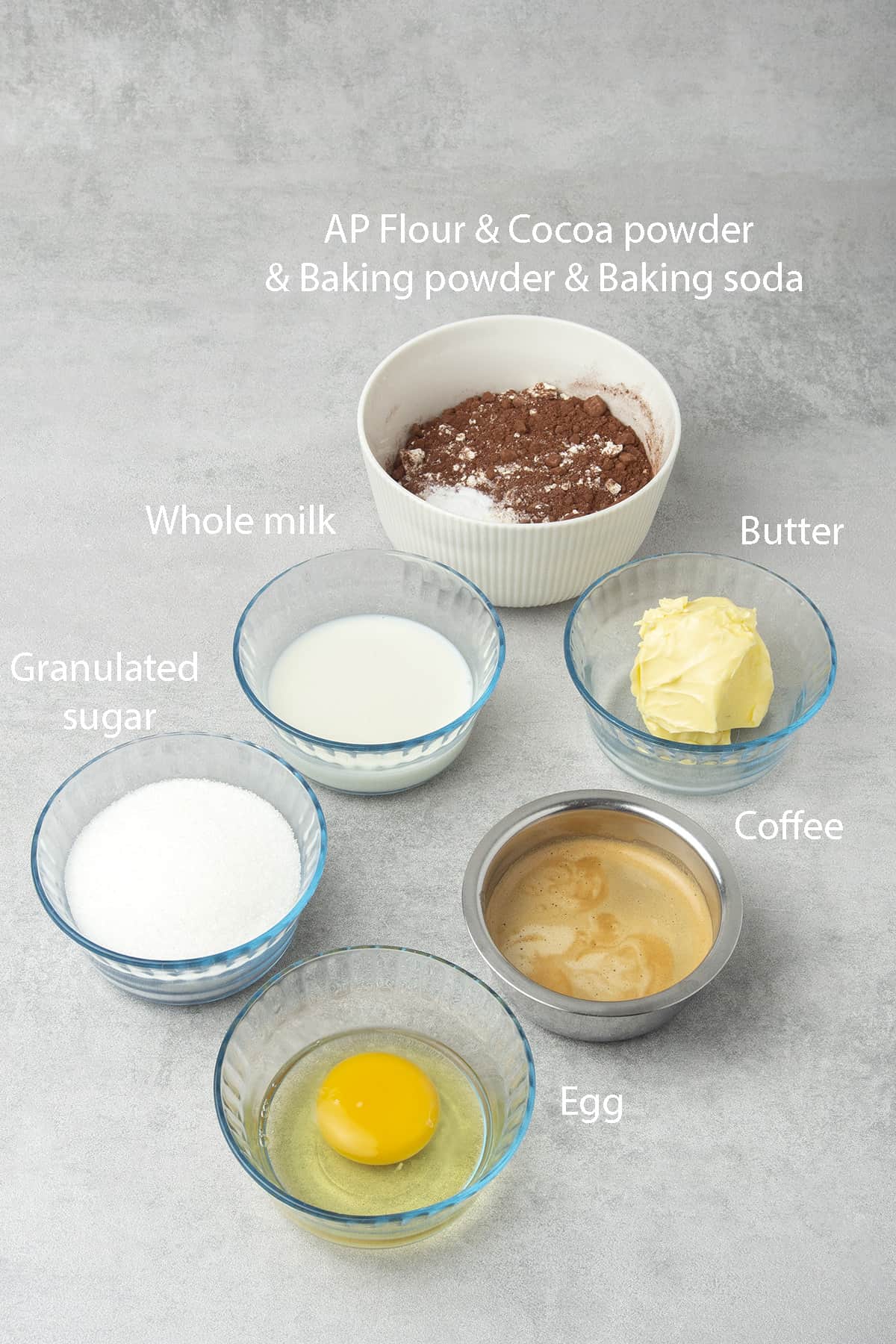 Chocolate caramel cupcakes ingredients.