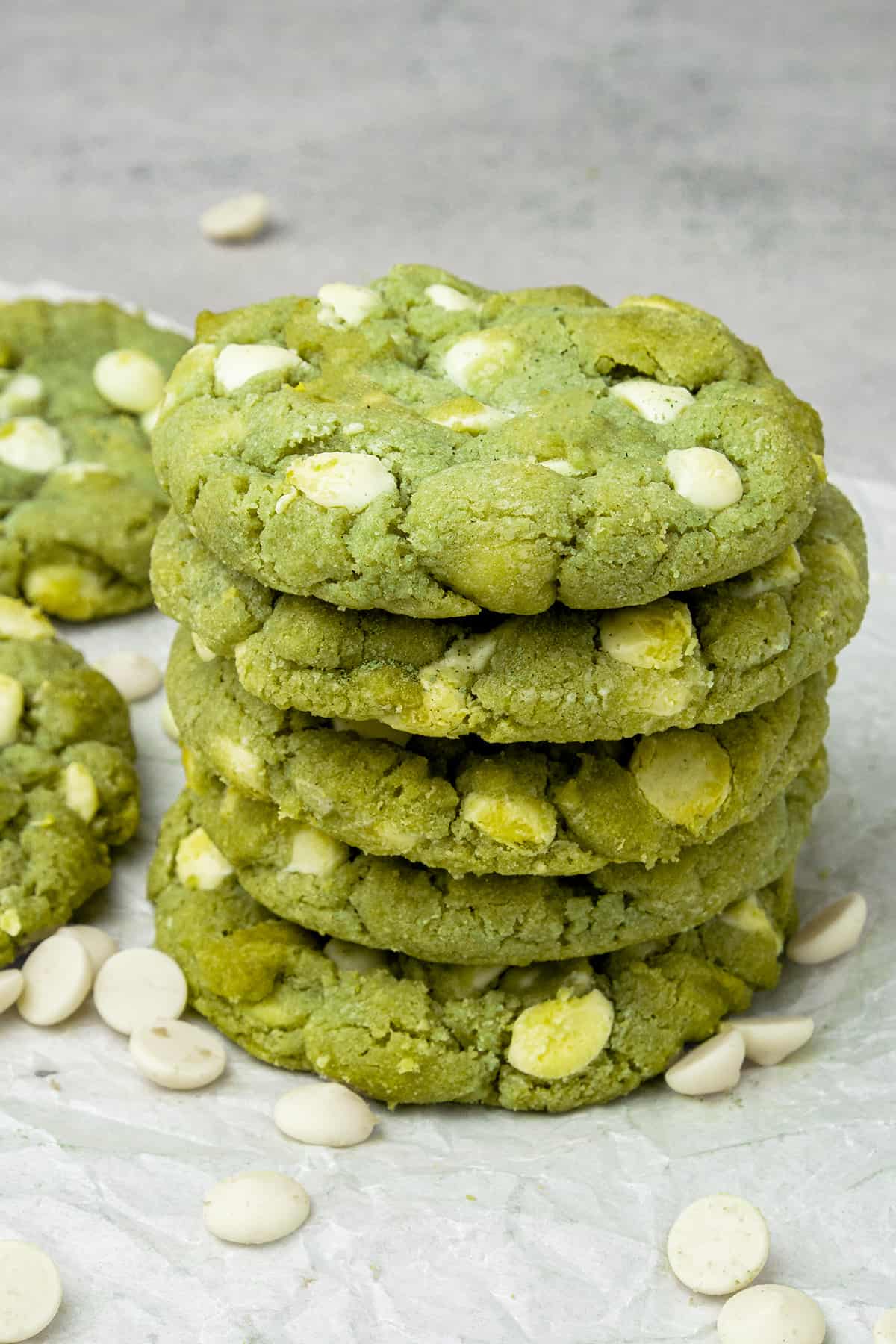 Matcha cookies on top of each. 