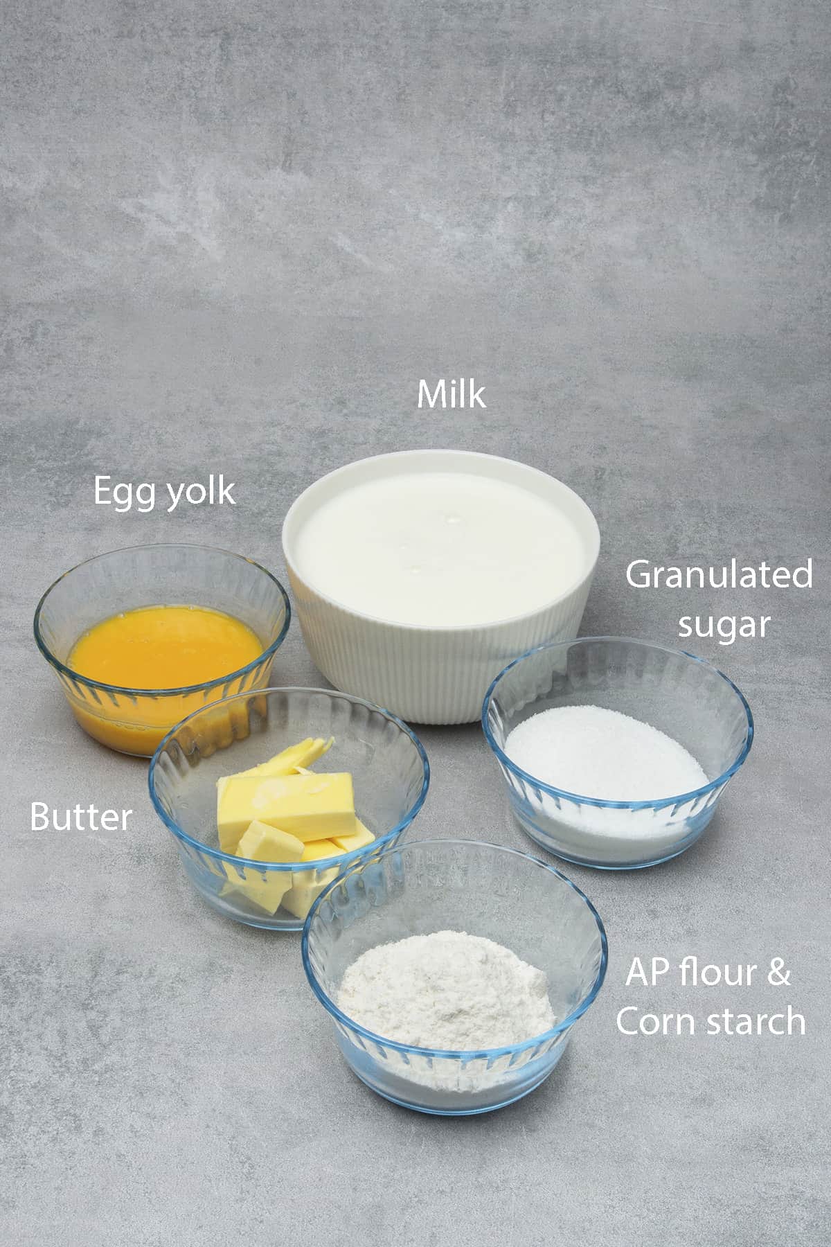Pastry cream ingredients.