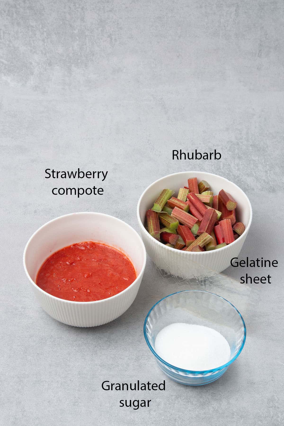Rhubarb strawberry compote ingredients.