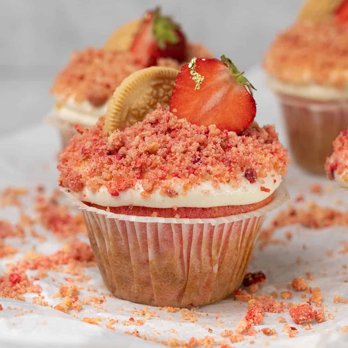 Strawberry crunch cupcakes.