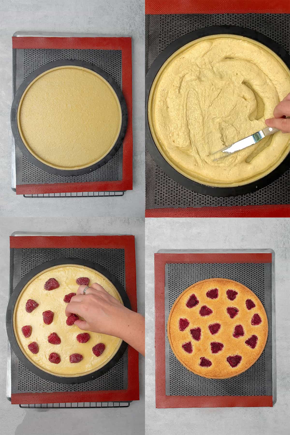 Step-by-step process of assembling the frangipane tart.