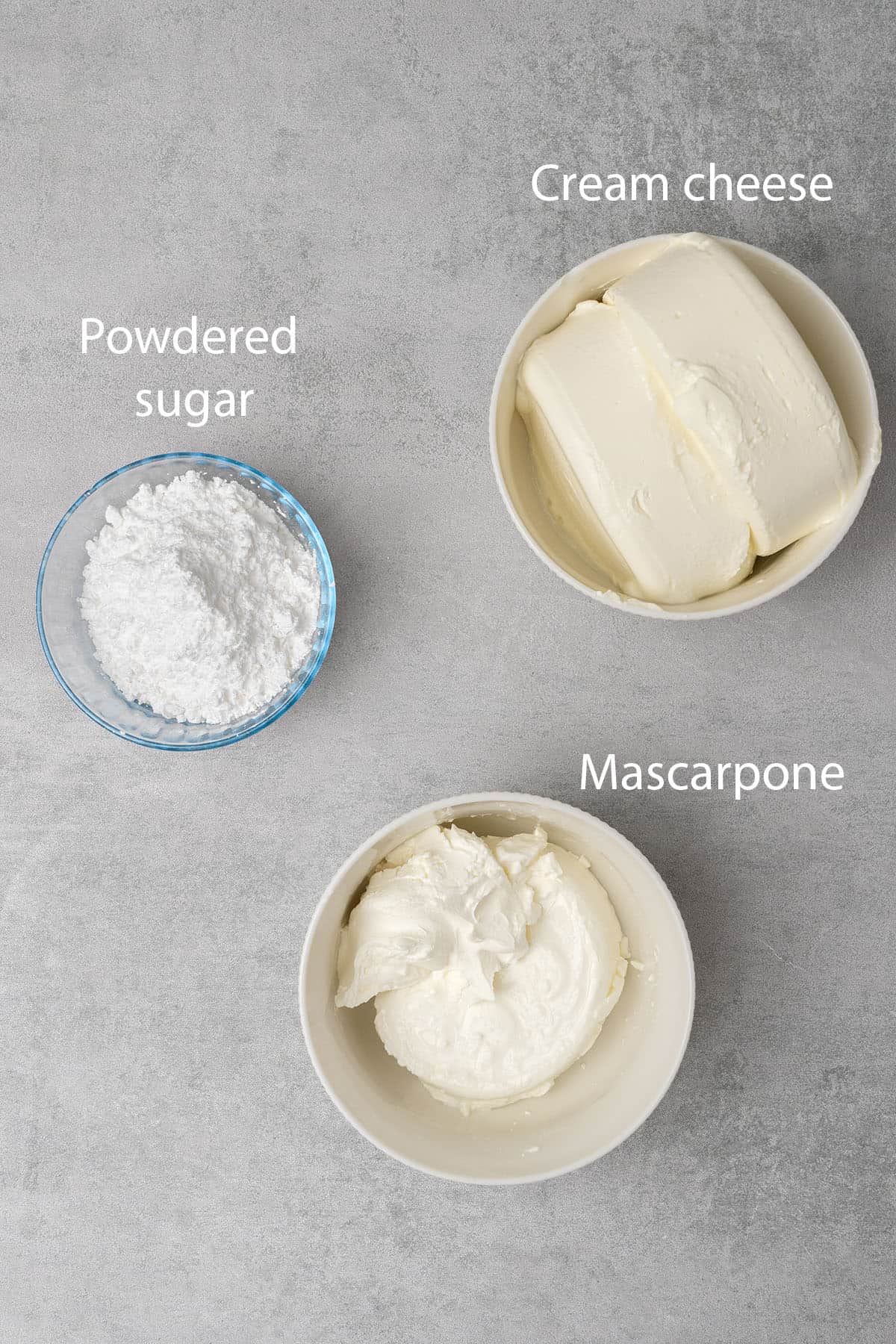 Cream cheese frosting ingredients.