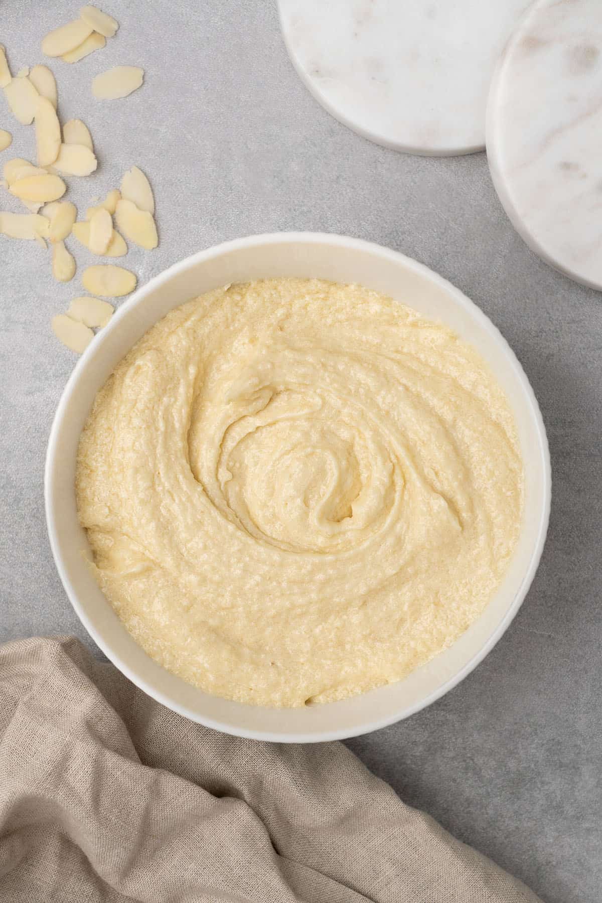 Frangipane cream in a bowl.