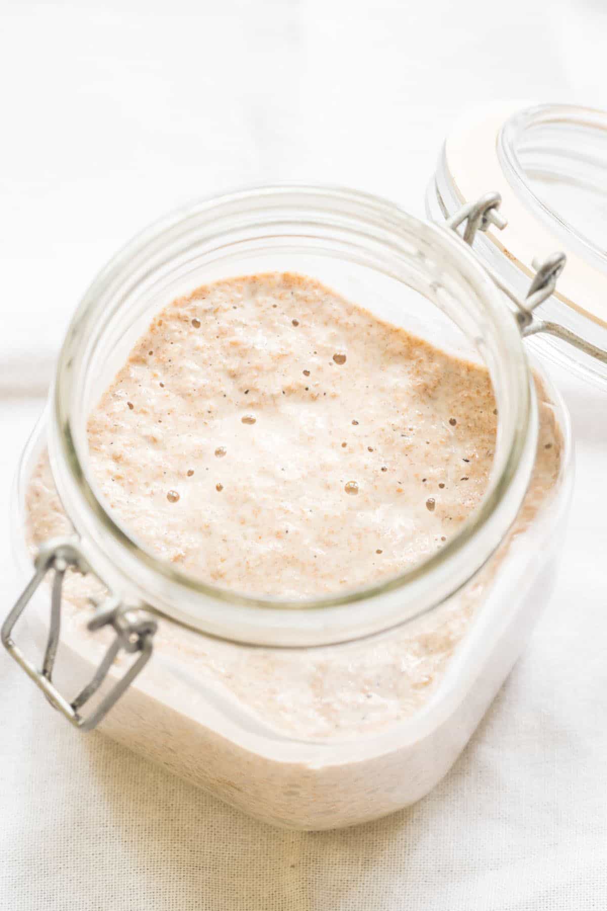 well developed yeast in a glass jar.