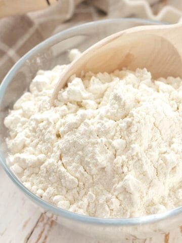 Flour in a bowl.
