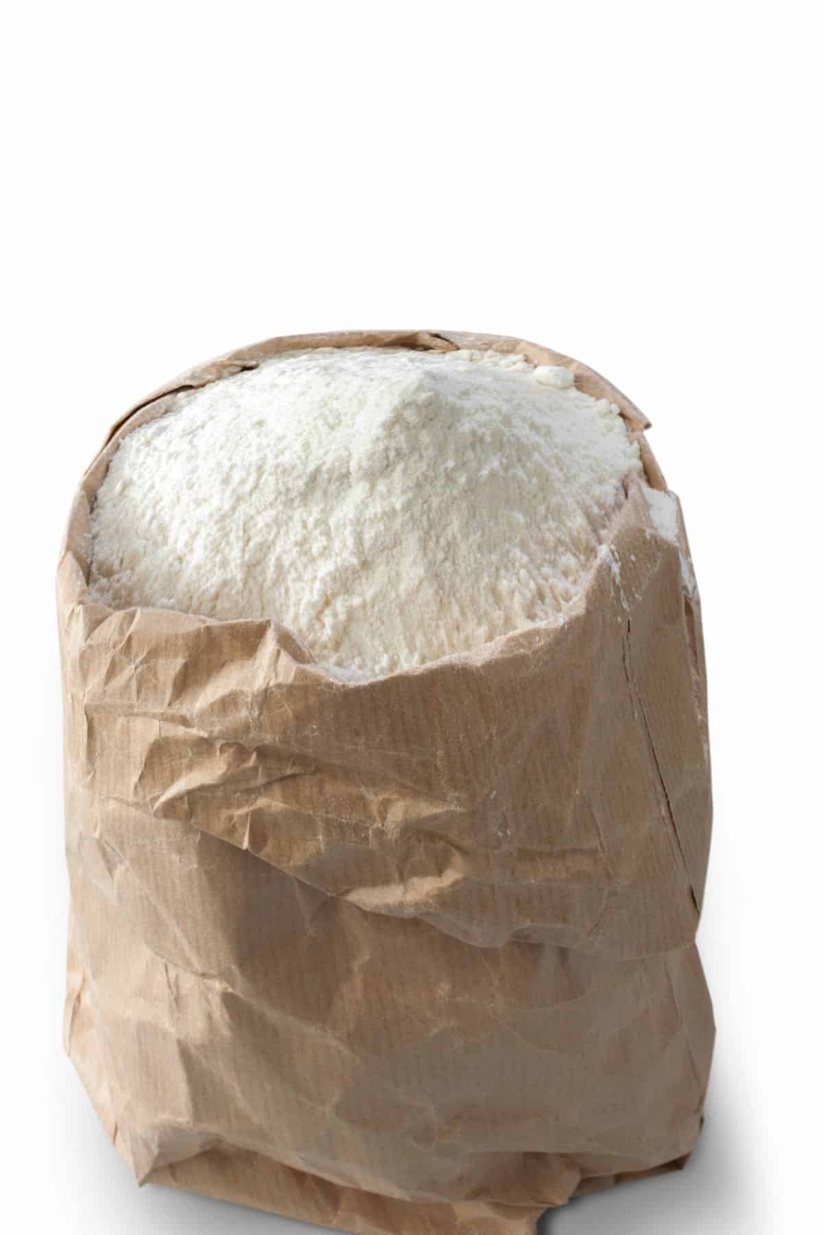 Flour in a paper bag.