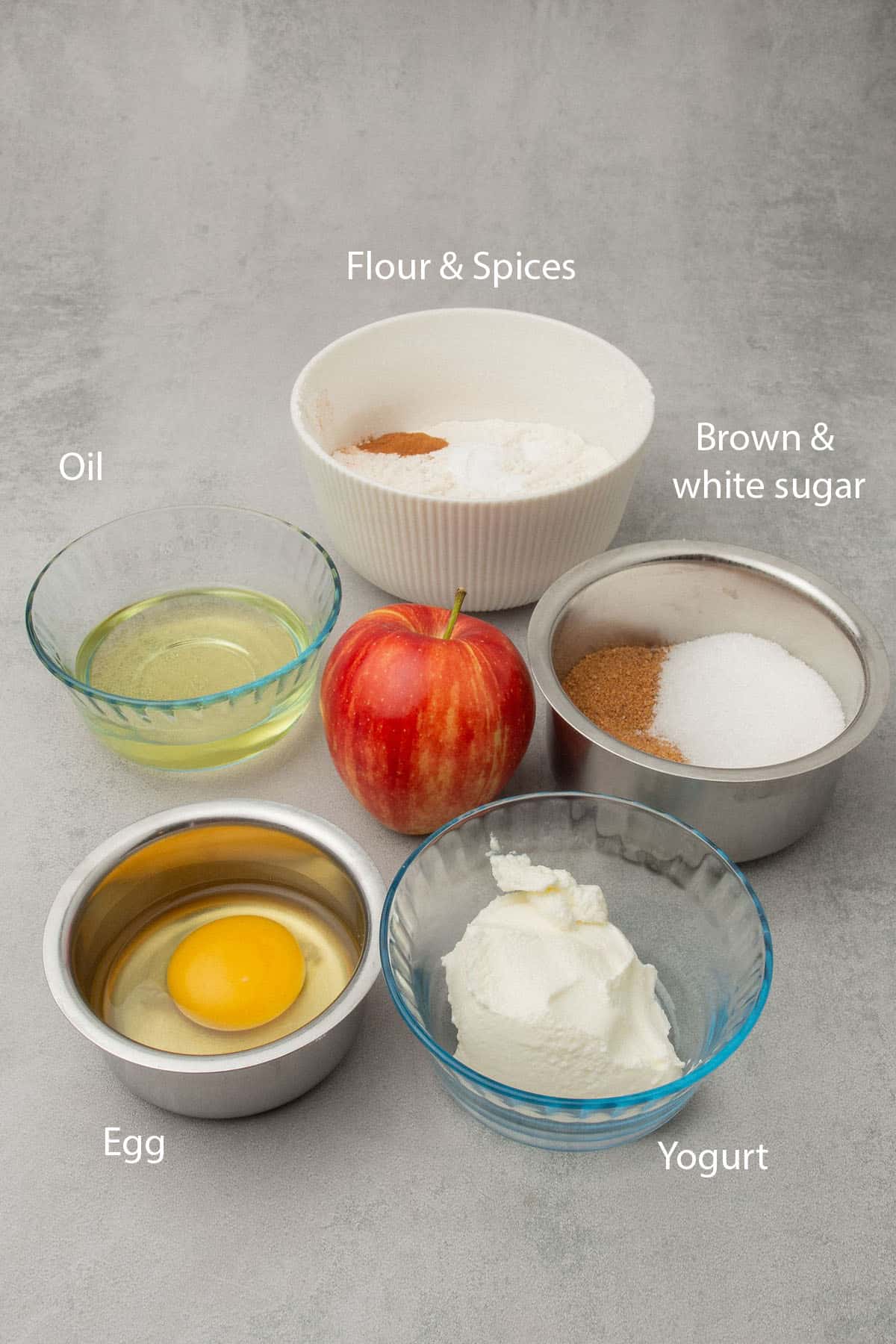 Apple cake ingredients.