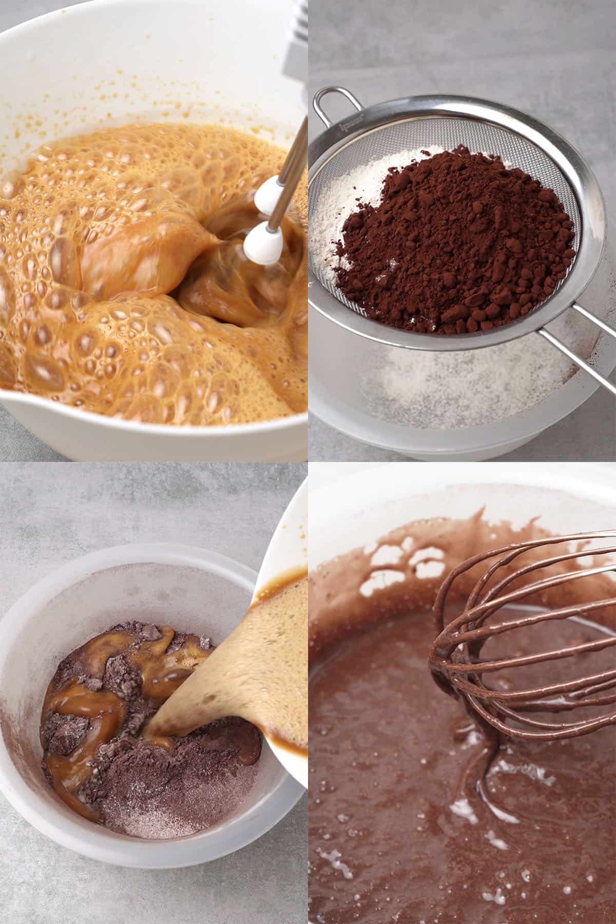 Chocolate sponge assembly process.