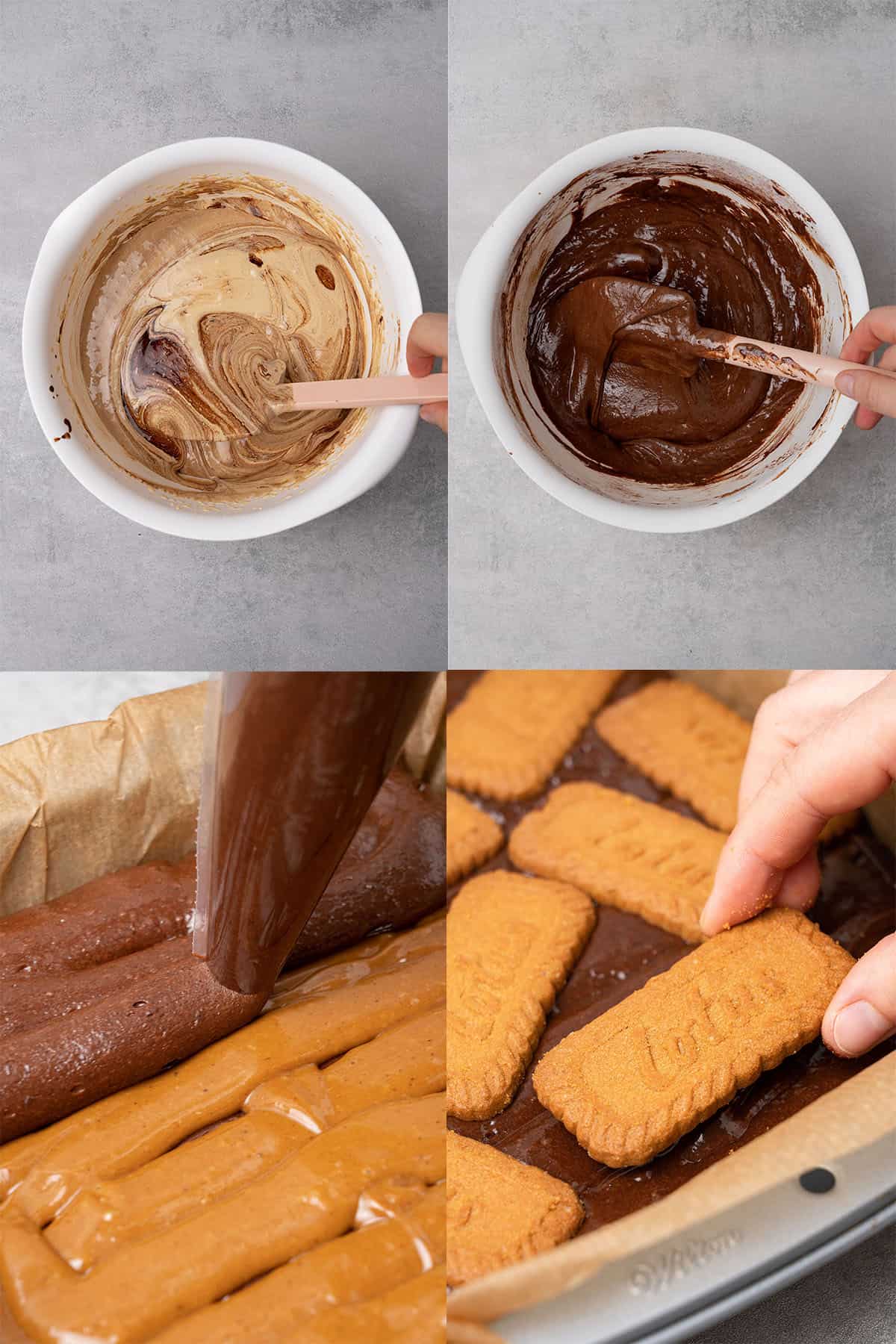 Biscoff brownies step-by-step process.