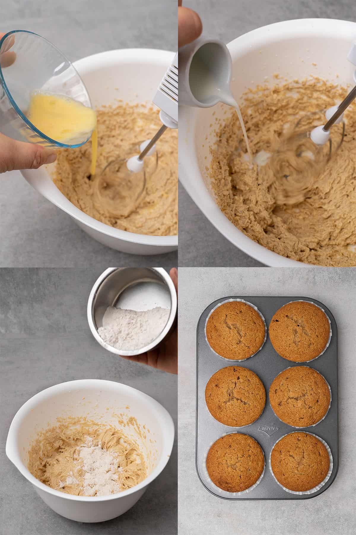 Biscoff cupcakes step-by-step process.