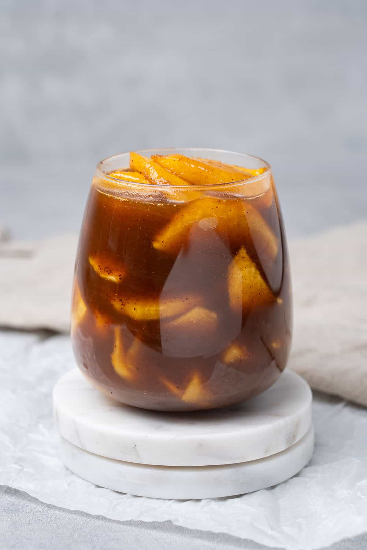 Caramelised Apple topping in a glass.