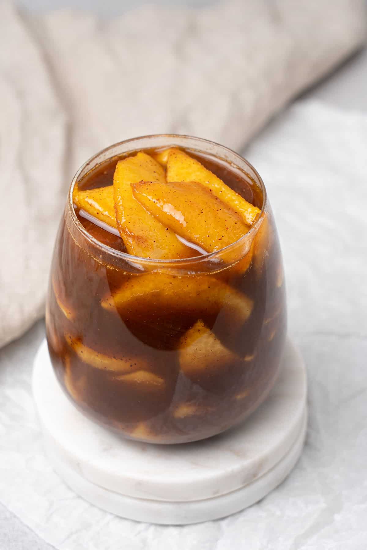 Caramelised Apple topping in a glass.