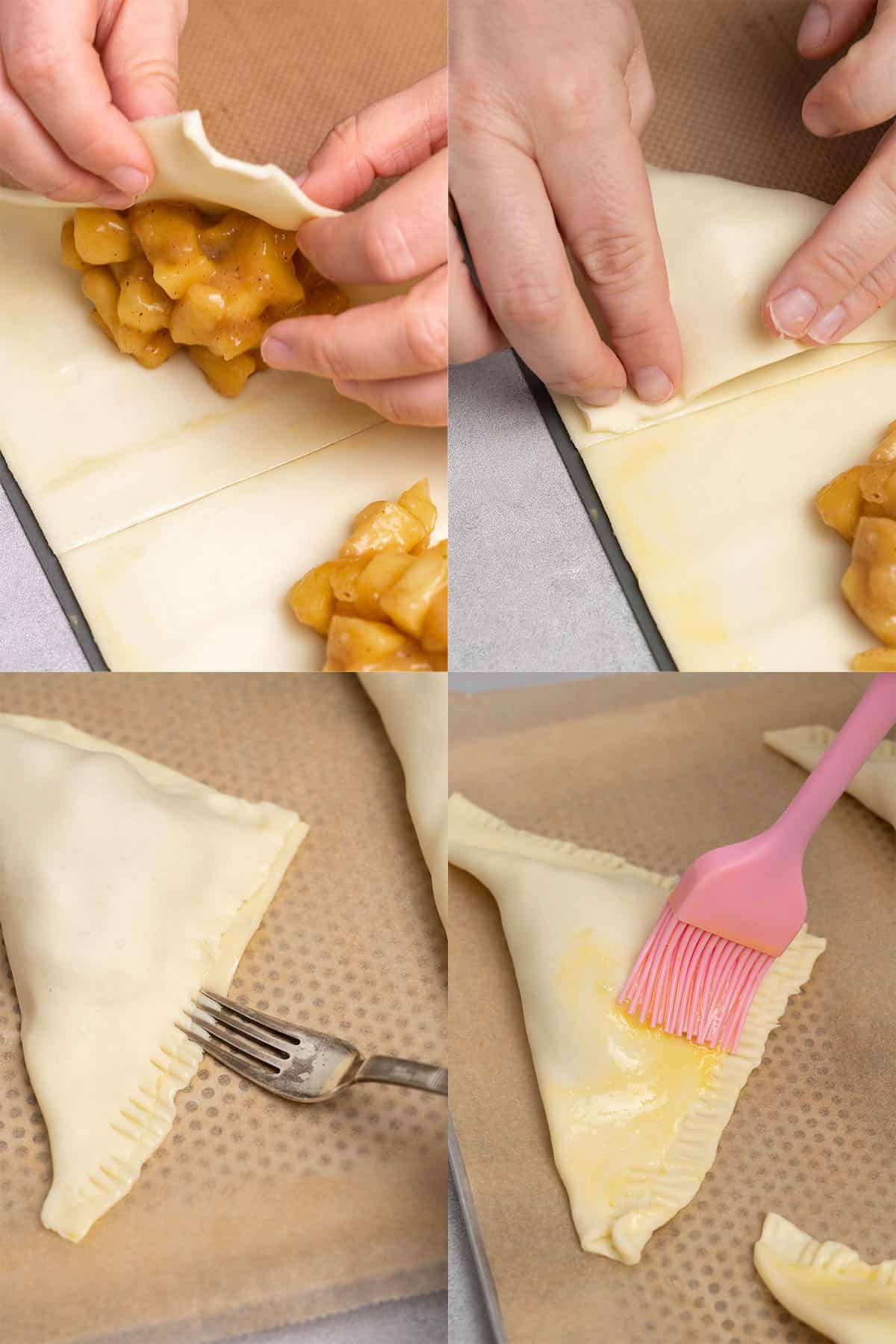 Apple turnover step-by-step process.