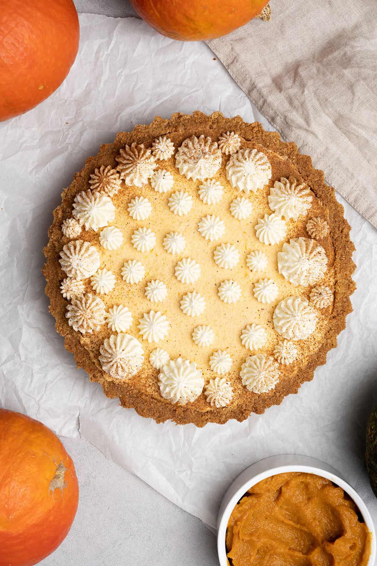 No-Bake Pumpkin Pie with Graham Cracker crust.