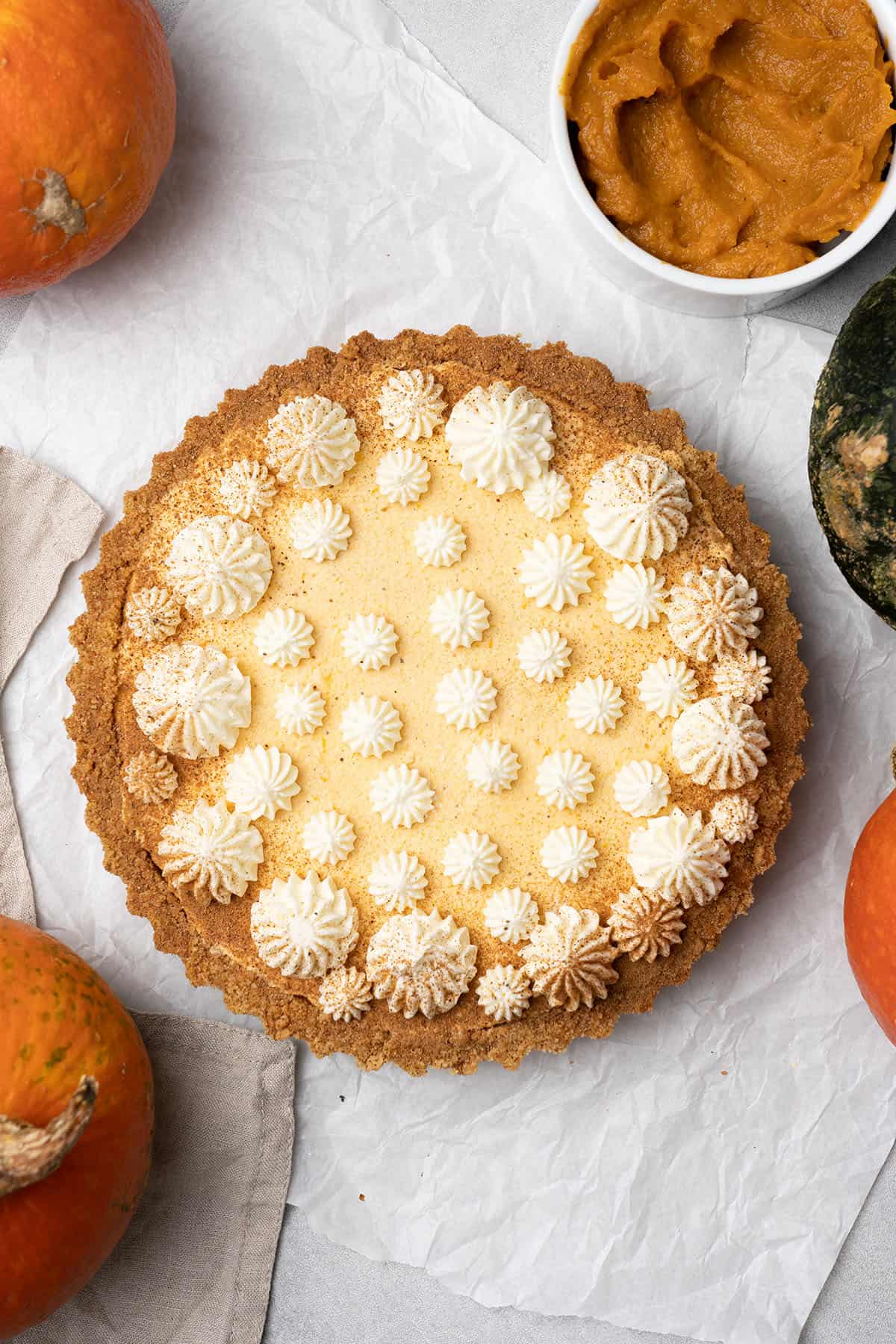 No-Bake Pumpkin Pie with Graham Cracker crust.