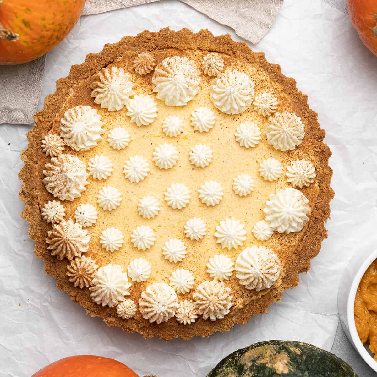 No-Bake Pumpkin Pie with Graham Cracker crust.