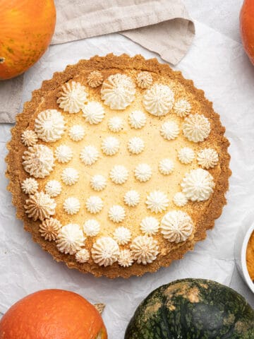 No-Bake Pumpkin Pie with Graham Cracker crust.