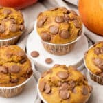 5 Pumpkin banana muffin on a plate.