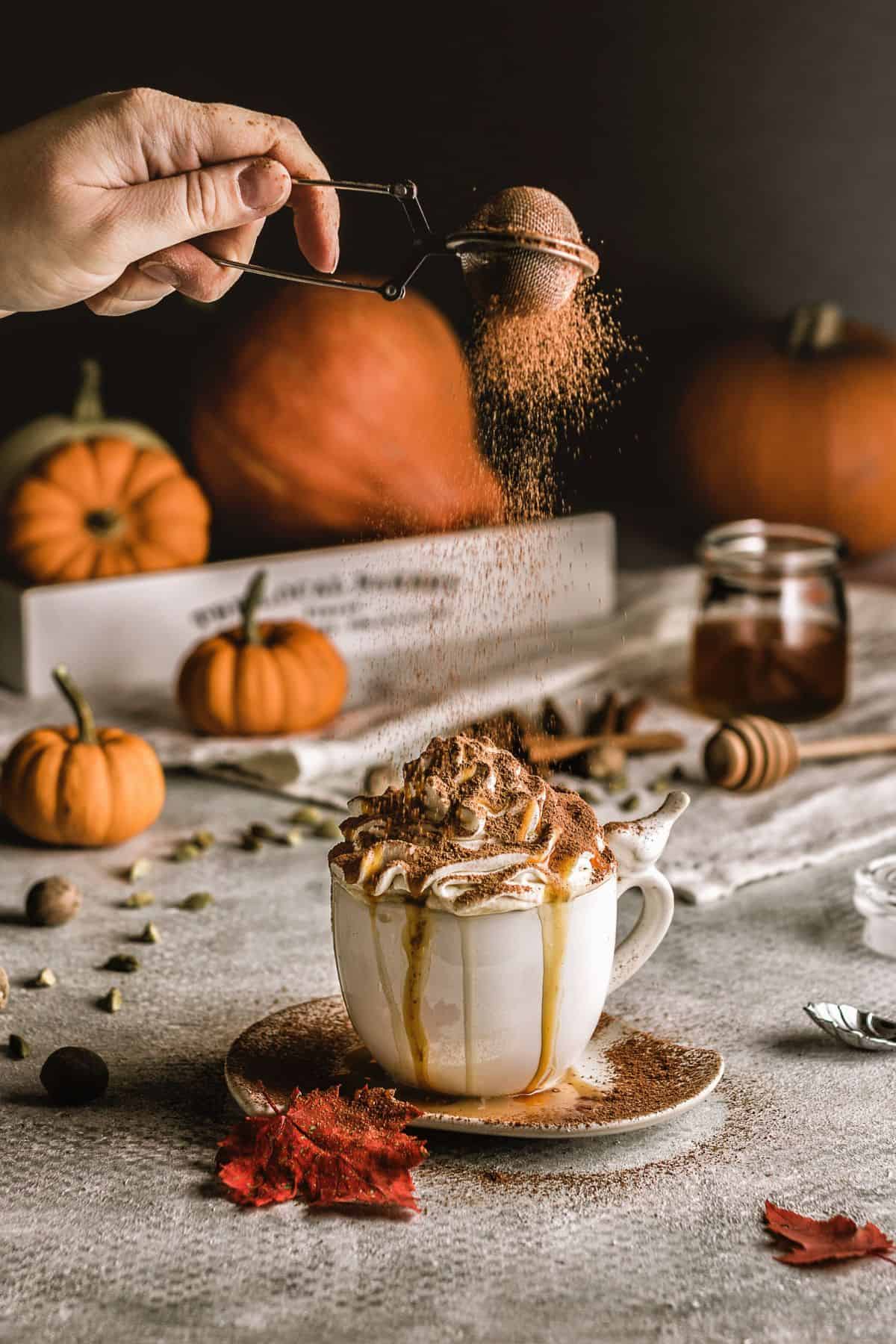 hot chocolate with pumpkin spices.