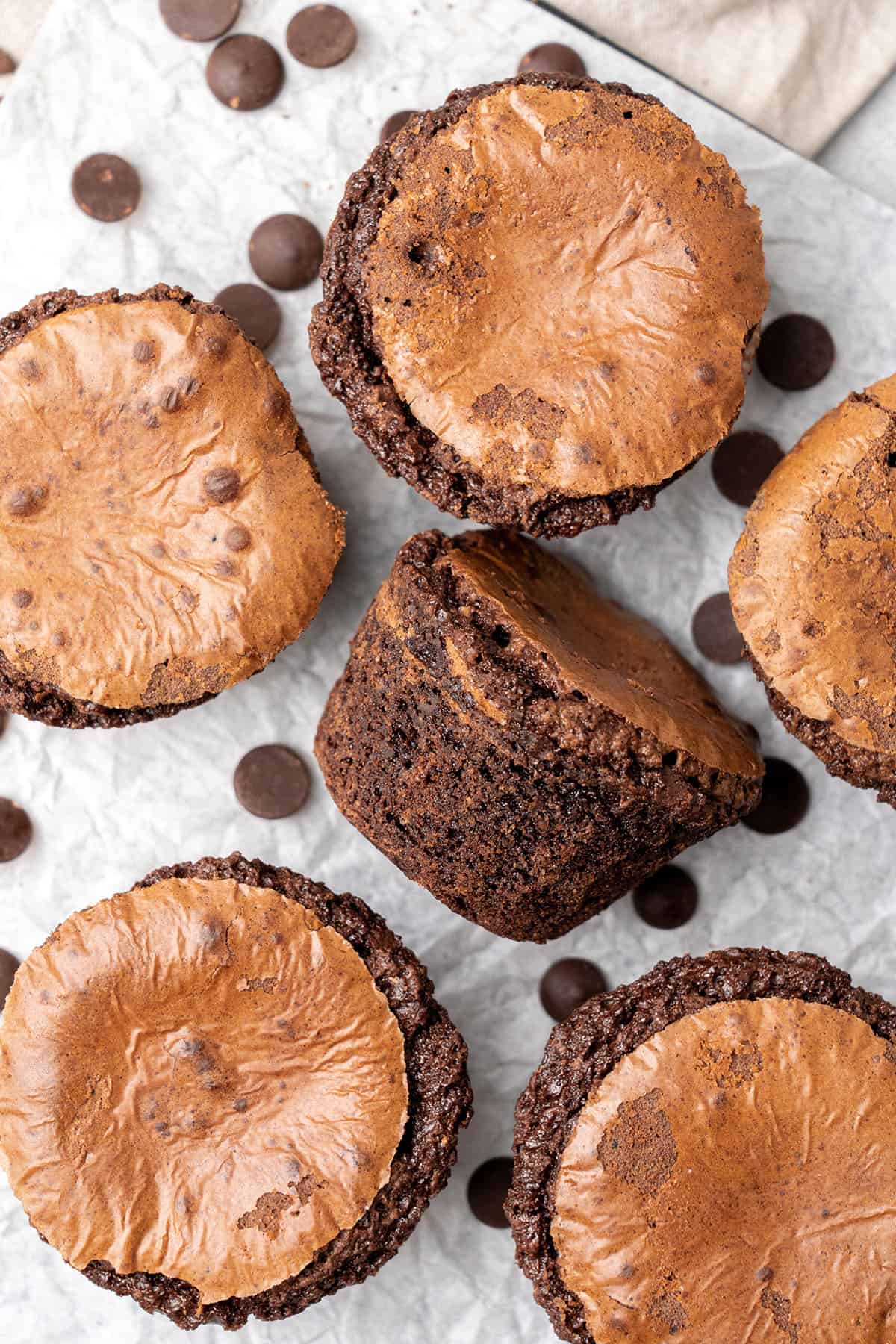 Brownie muffins on a cooling rack.