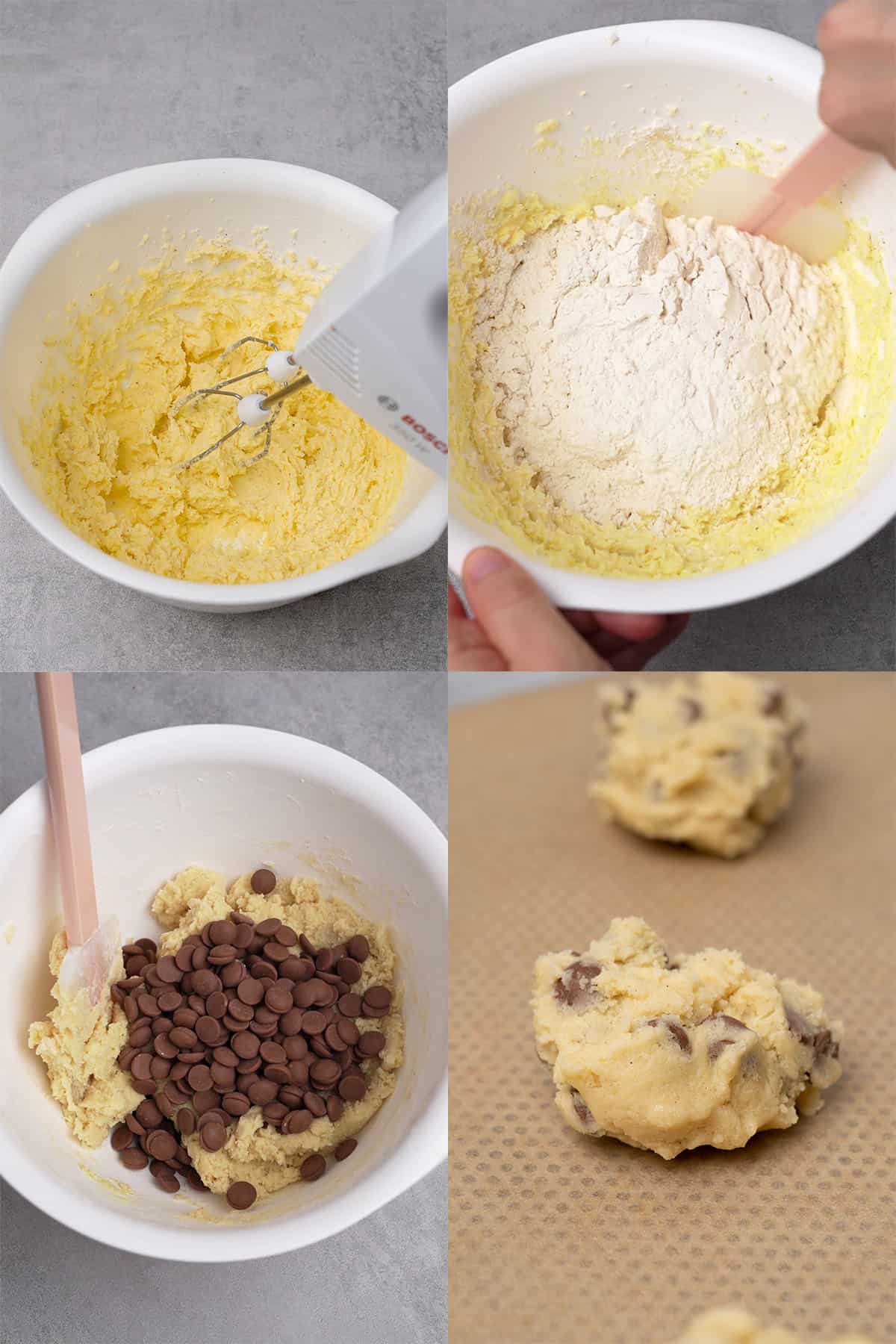 Chocolate chip cookies without brown sugar step-by-step process.